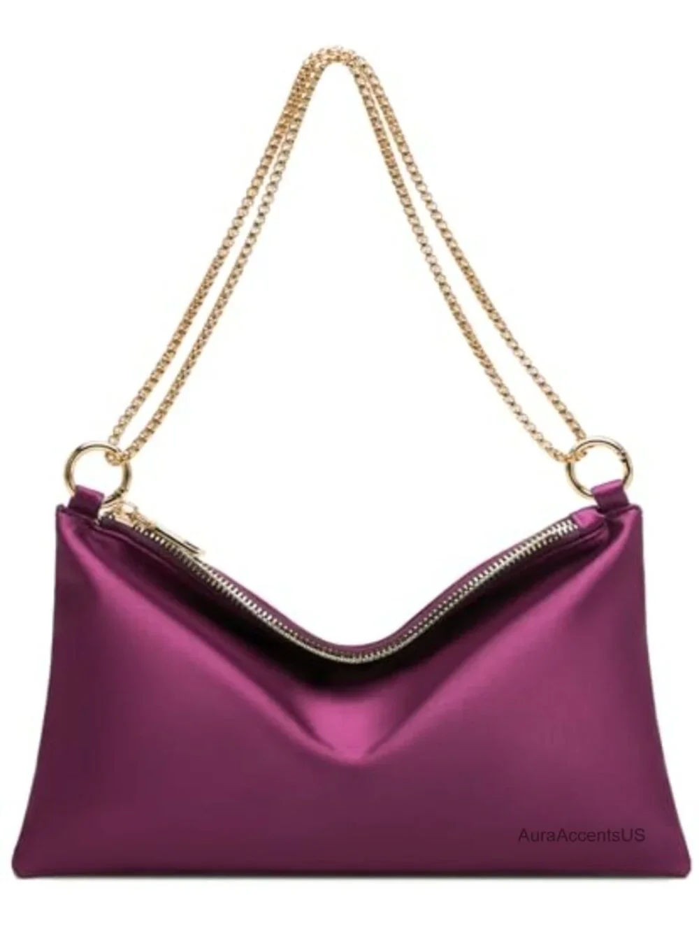 Satin Evening Clutch with Detachable Chain Strap